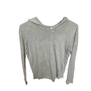 Sweet Heather Gray Pullover Long Sleeve Hooded T-Shirt Women's Size Medium